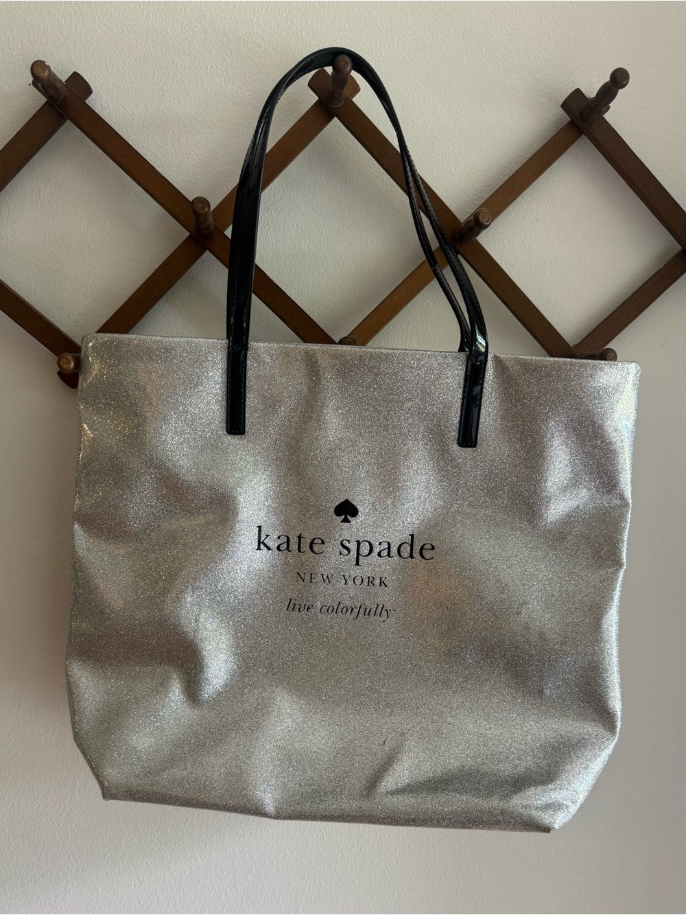 Kate Spade Silver Glitter Tote Bag
